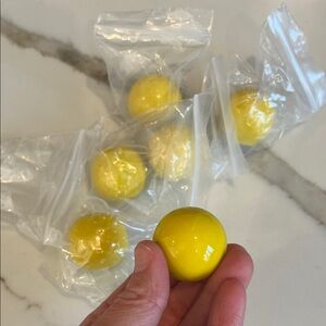 Glossy Yellow Porcelain Knobs / Handles - Set of 6